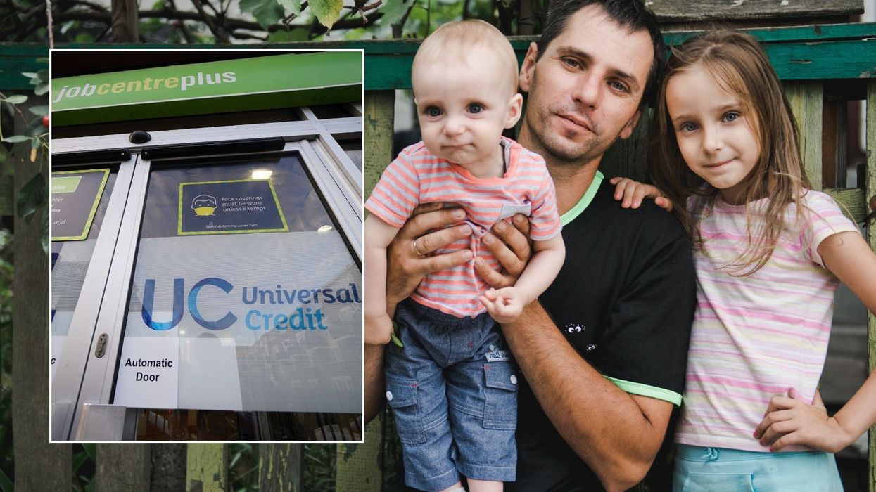 Father with two children and Jobcentre