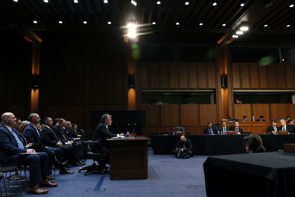 FBI Director Christopher Wray testifies at a Senate Judiciary Committee