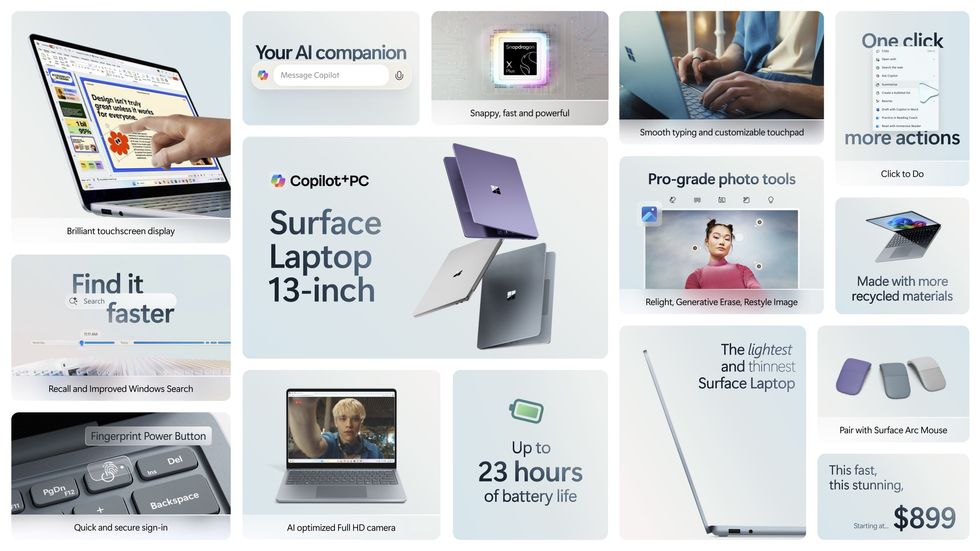feature sheet showing all of the new features built into Surface Laptop 13