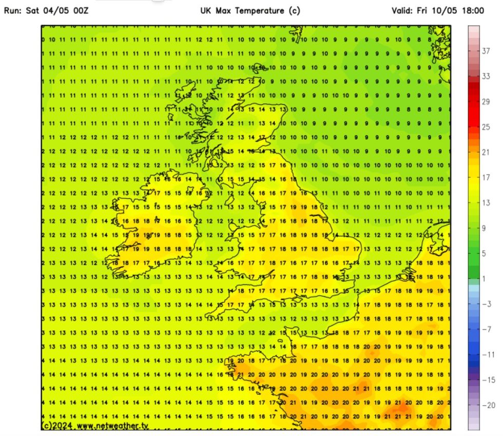 Feel like temperatures on Friday could reach 25C