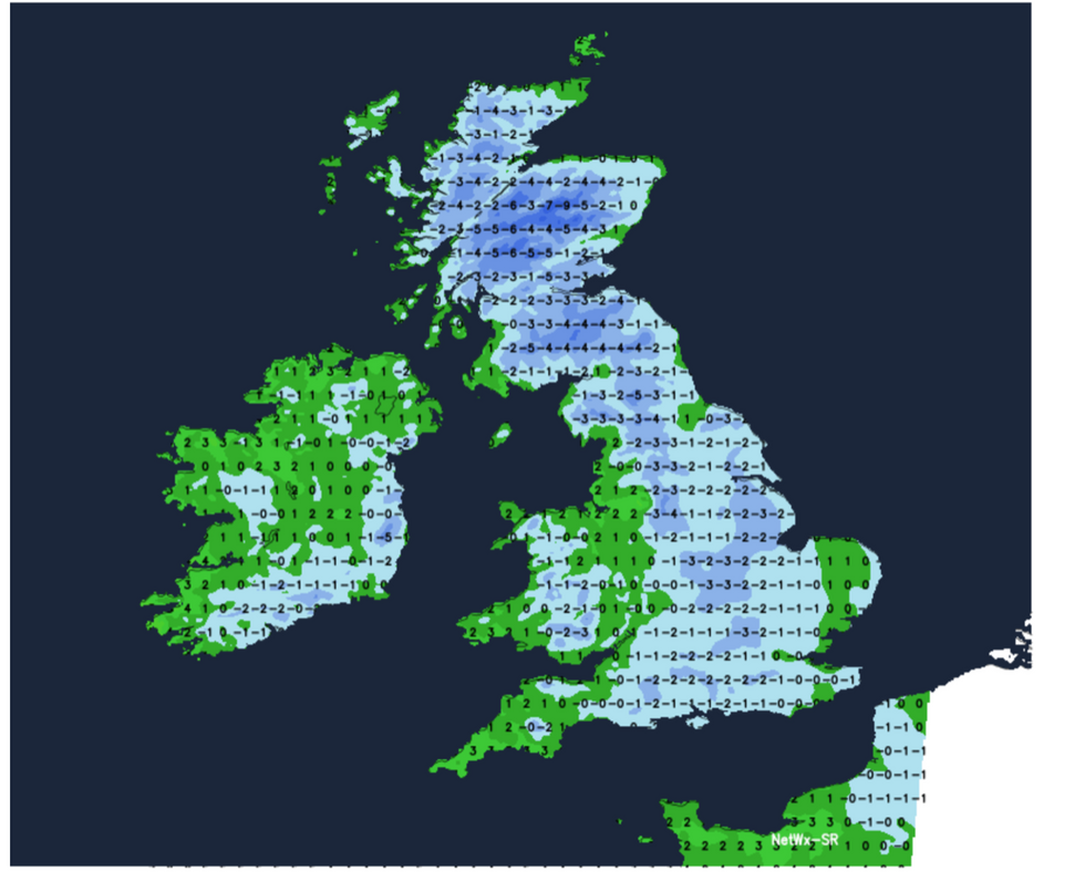 Feel like temps of -9C