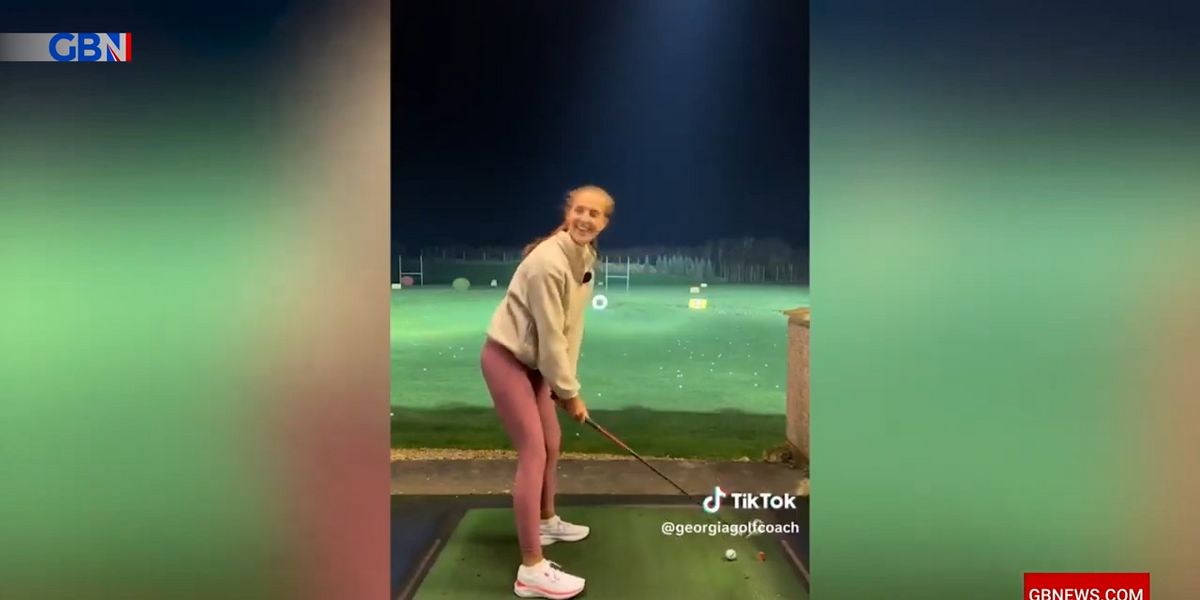 NextImg:Female pro golfer films MANSPLAINER at driving range