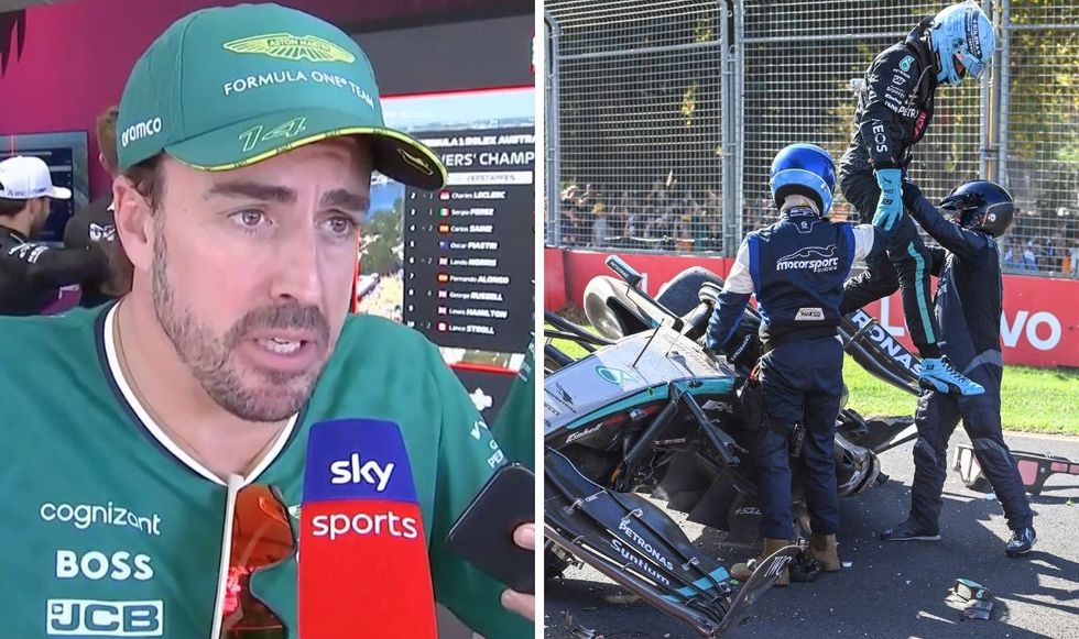 Fernando Alonso and George Russell