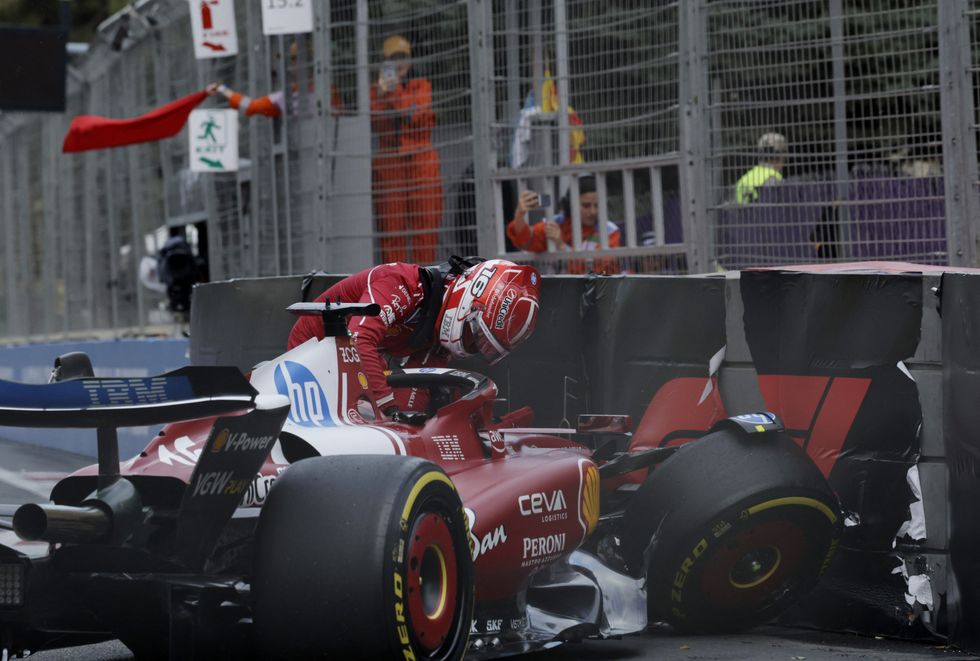 Ferrari's Charles Leclerc crashed out to make it a miserable day for Scuderia with Lewis Hamilton already missing out