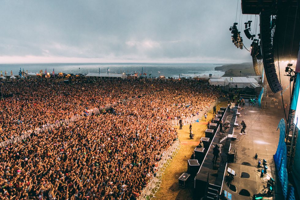 Festival goers during the Boardmasters music and surfing festival in Cornwall, where almost 5,000 coronavirus cases have emerged that are suspected to be linked to the festival earlier this month.