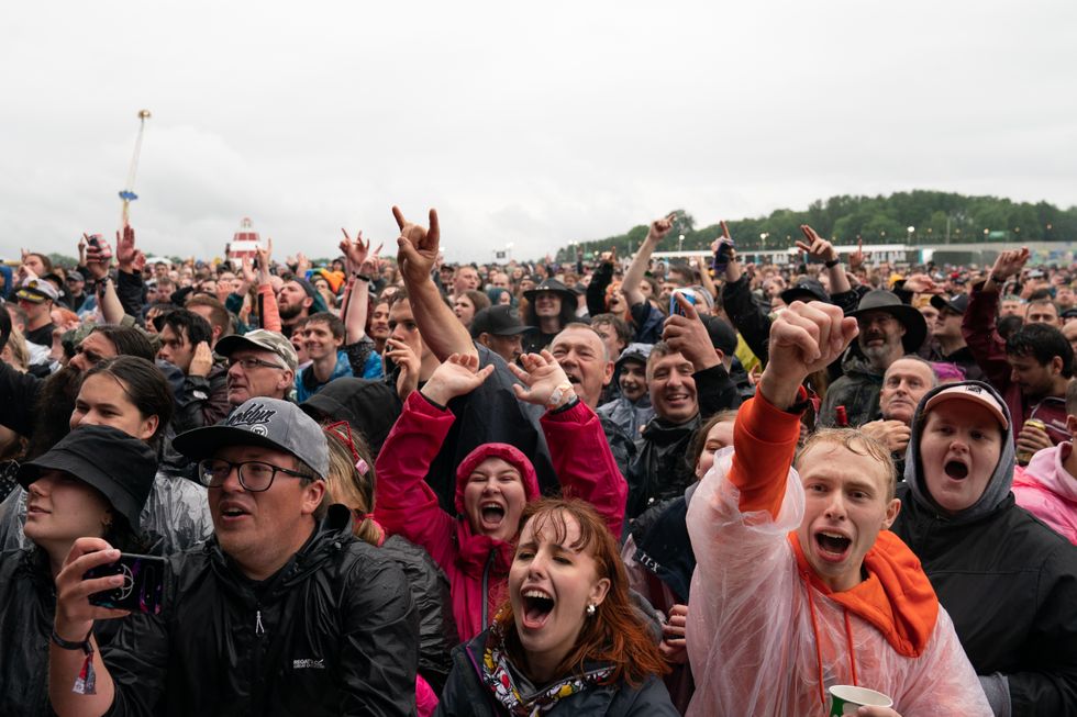 Festivalgoers on the first day of Download Festival at Donington Park in Leicestershire