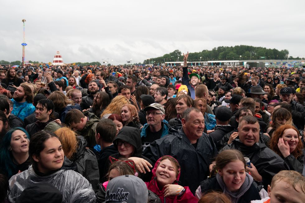 Festivalgoers on the first day of Download Festival at Donington Park in Leicestershire.