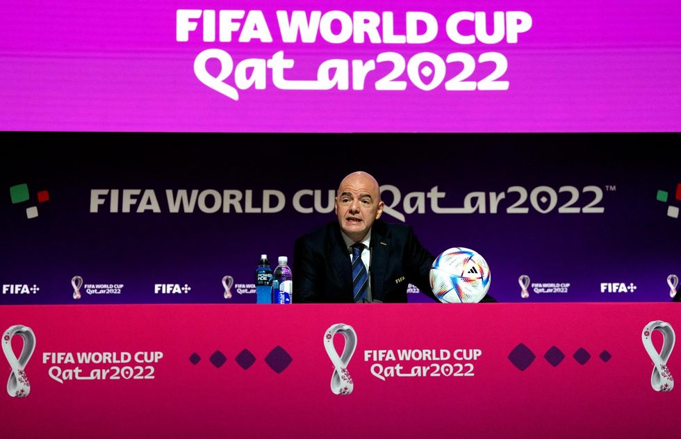 FIFA President Gianni Infantino during a press conference at the Main Media Centre, ahead of the FIFA World Cup 2022 in Qatar. Picture date: Saturday November 19, 2022.