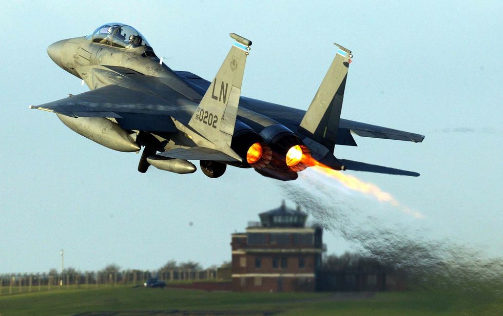 Fighter jet taking off