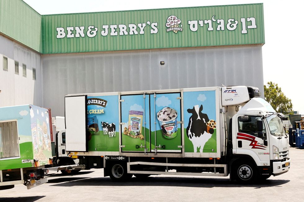 FILE PHOTO: A Ben & Jerry's ice-cream delivery truck is seen at their factory in Be'er Tuvia, Israel July 20, 2021. REUTERS/Ronen Zvulun/File Photo/File Photo