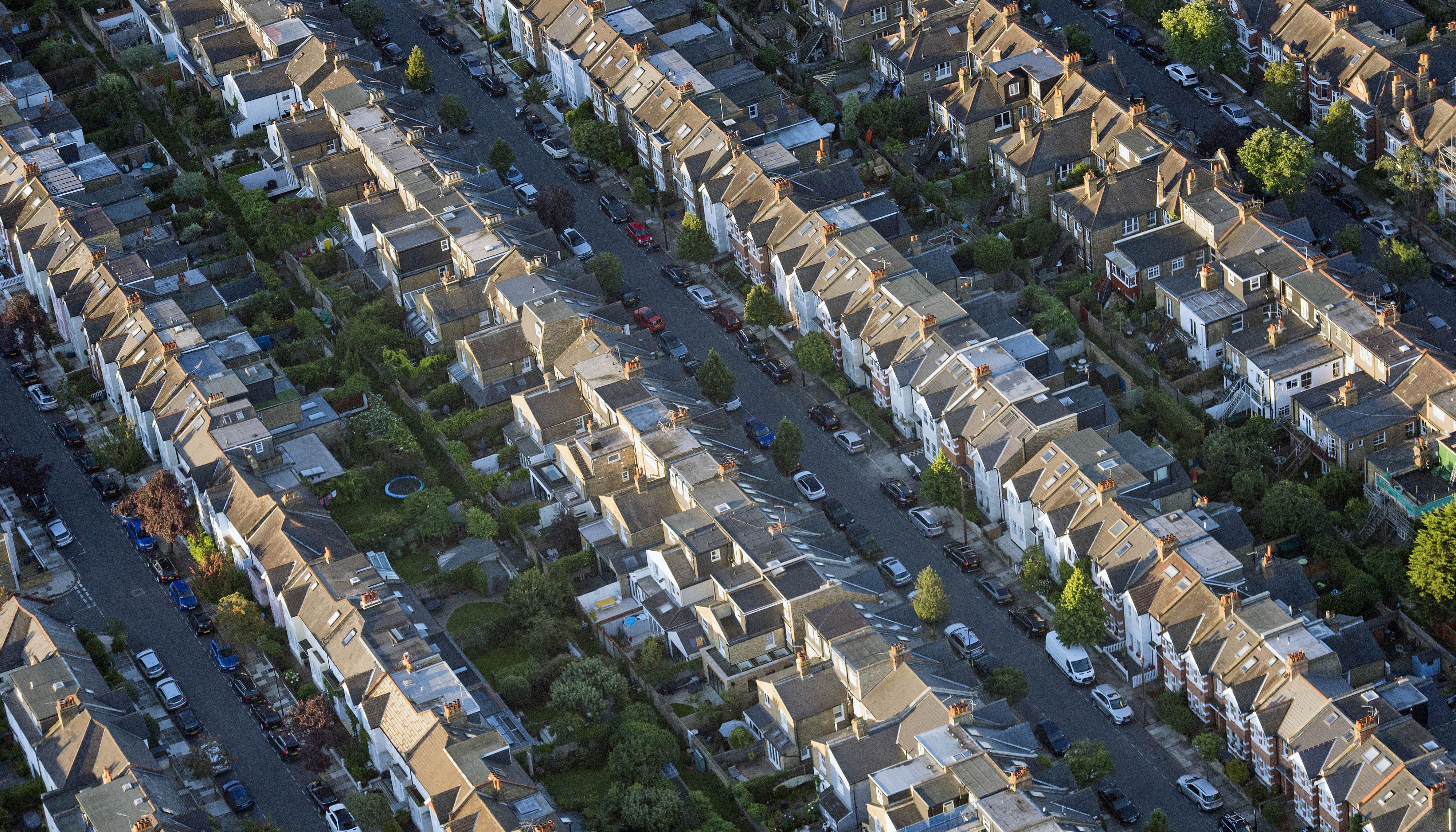 File photo dated 13/08/17 of an aerial view of terraced houses in south west London. House price growth stalled month-on-month in September, but property values were still 9.5% higher than a year earlier, according to an index. Estate agents said that there could be some re-negotiations amid a backdrop of rising interest rates and if this turns into a trend it could soften house prices. Issue date: Friday September 30, 2022.