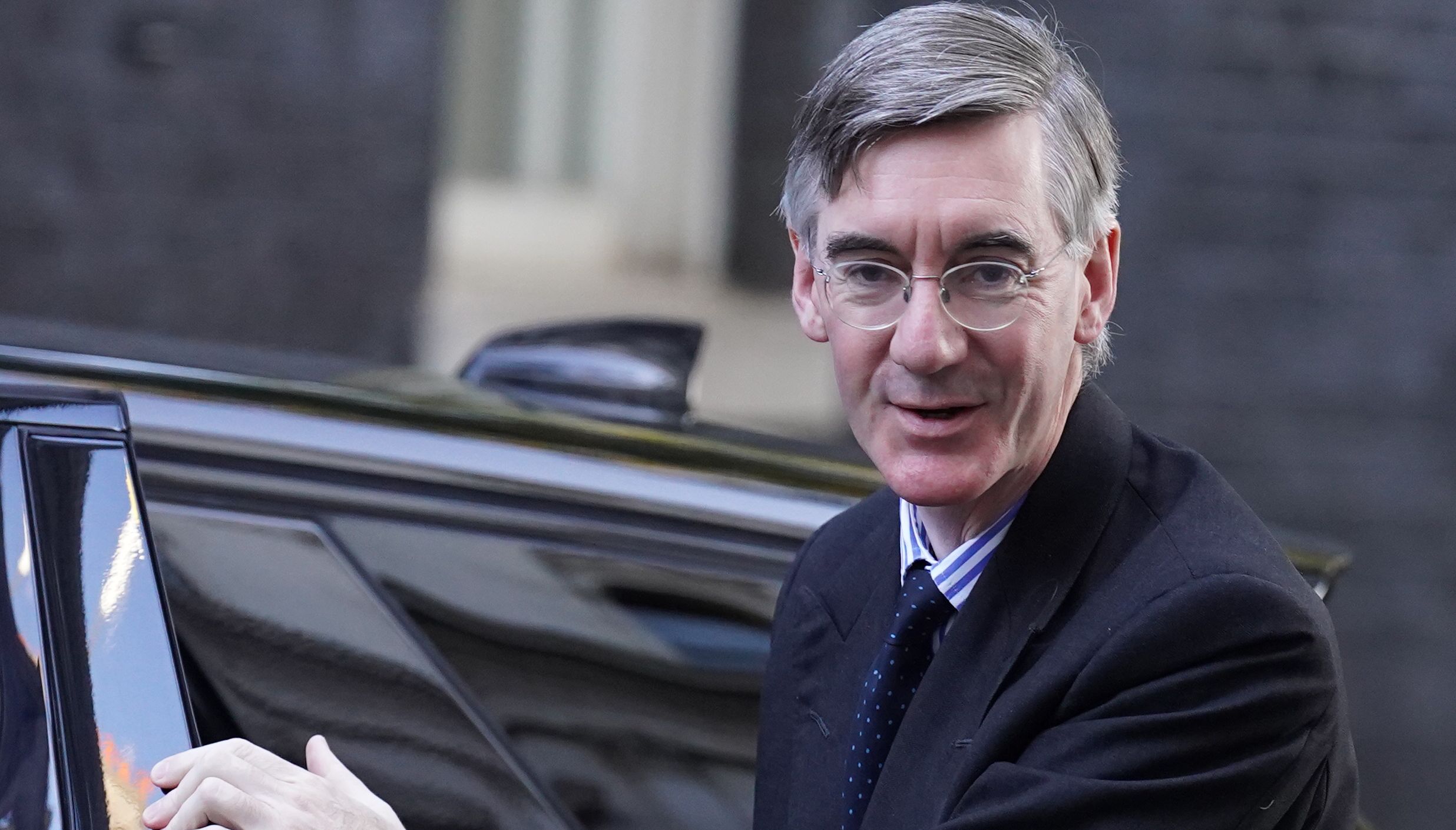 File photo dated 18/10/22 of Business, Energy and Industrial Strategy Secretary Jacob Rees-Mogg arrives in Downing Street in London,has become the first Cabinet backer of Boris Johnson for the Tory leadership. A staunch loyalist of the former prime minister, Mr Rees-Mogg tweeted a graphic that said %22I'm Backing Boris%22 alongside the hashtag %22#BORISorBUST%22. Issue date: Friday October 21, 2022.