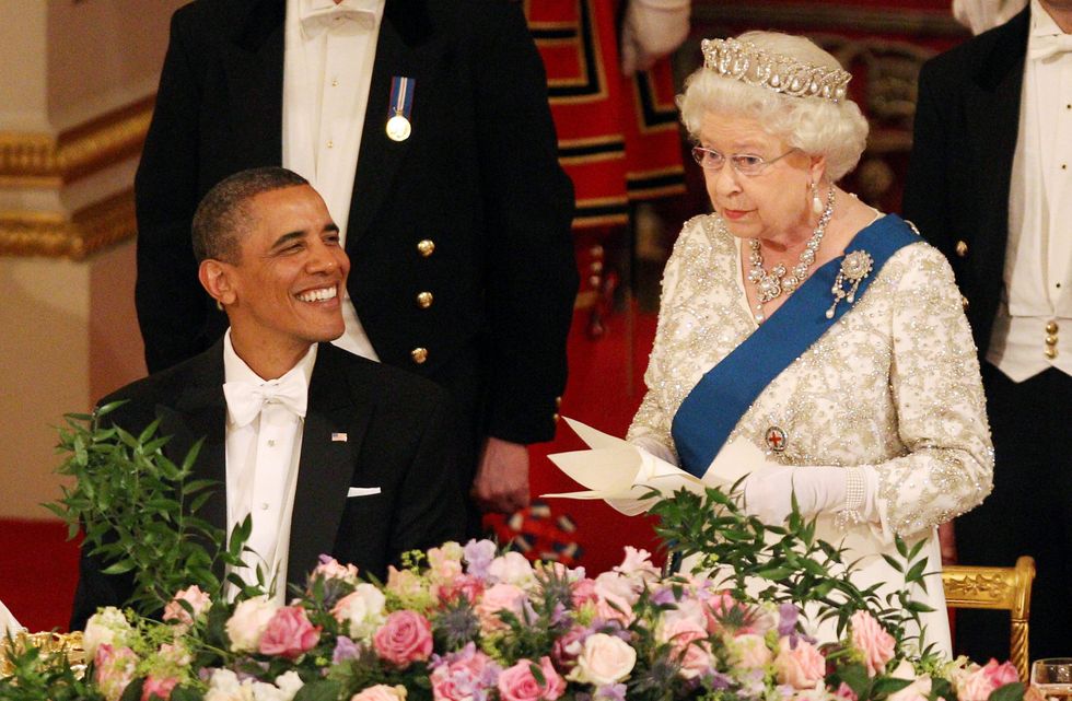 File photo dated 24/05/2011 of Queen Elizabeth II and US President Barack Obama at a Buckingham Palace State Banquet, as part of the President's three-day state visit to the UK. The Queen died peacefully at Balmoral this afternoon, Buckingham Palace has announced. Issue date: Thursday September 8, 2022.