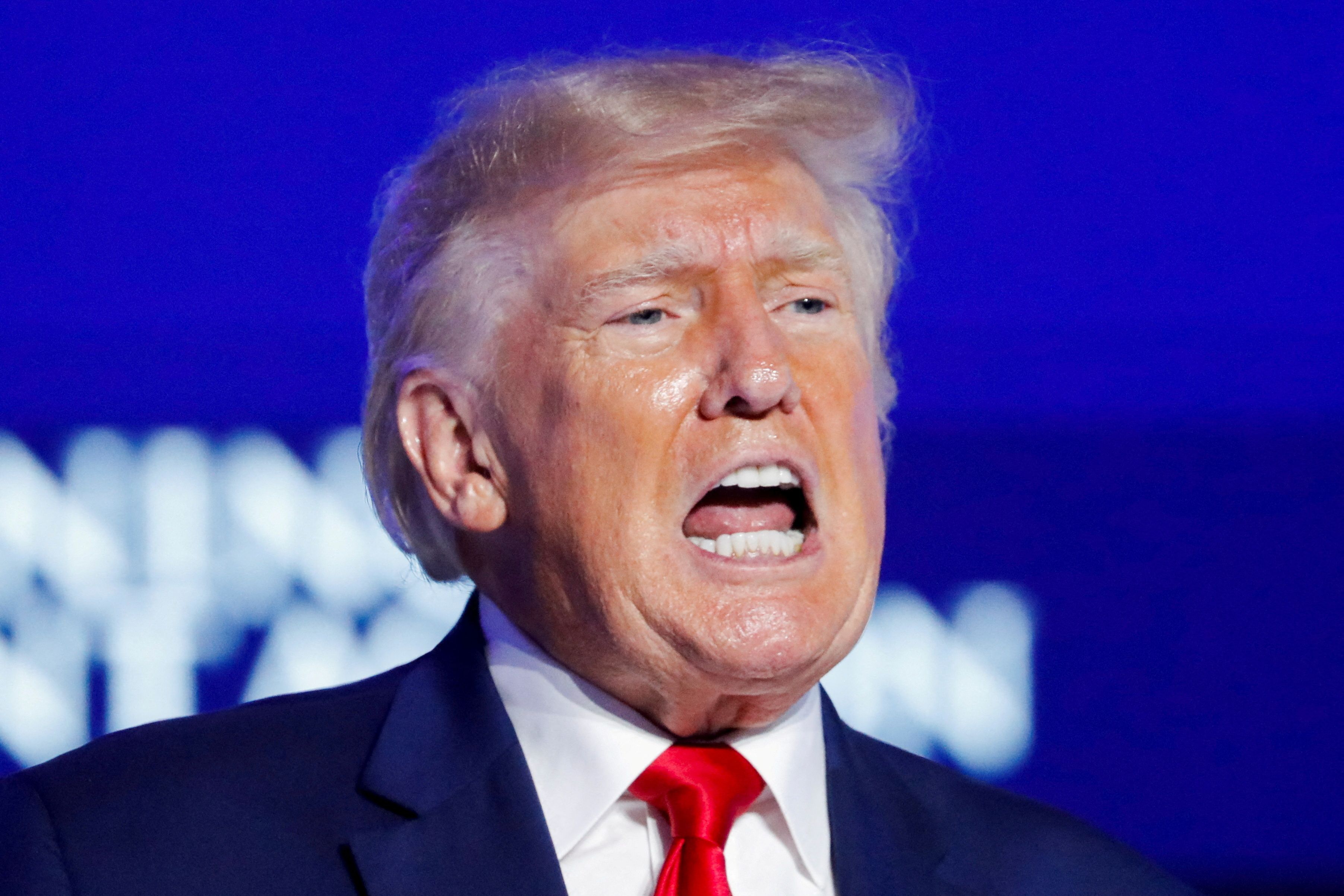 FILE PHOTO: Former U.S. President Donald Trump speaks during the Turning Point USA's (TPUSA) Student Action Summit (SAS) in Tampa, Florida, U.S. July 23, 2022. REUTERS/Marco Bello/File Photo