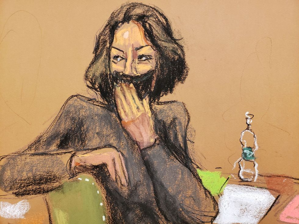 FILE PHOTO: Ghislaine Maxwell at jury selection in her trial on charges of sex trafficking, in a courtroom sketch in New York City, U.S., November 18, 2021. REUTERS/Jane Rosenberg/File Photo