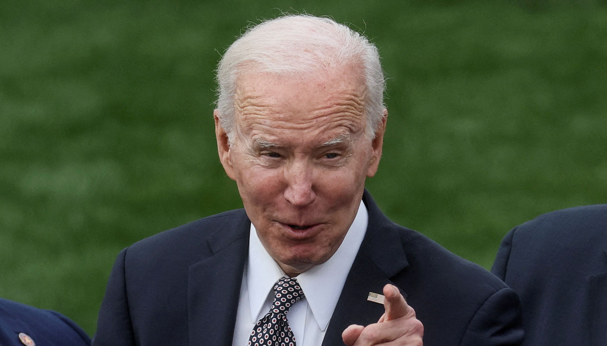 FILE PHOTO: U.S. President Joe Biden speaks to guests after delivering remarks on administration efforts to strengthen national supply chains and increase the number of truck drivers, at the White House in Washington, U.S., April 4, 2022. REUTERS/Leah Millis/File Photo