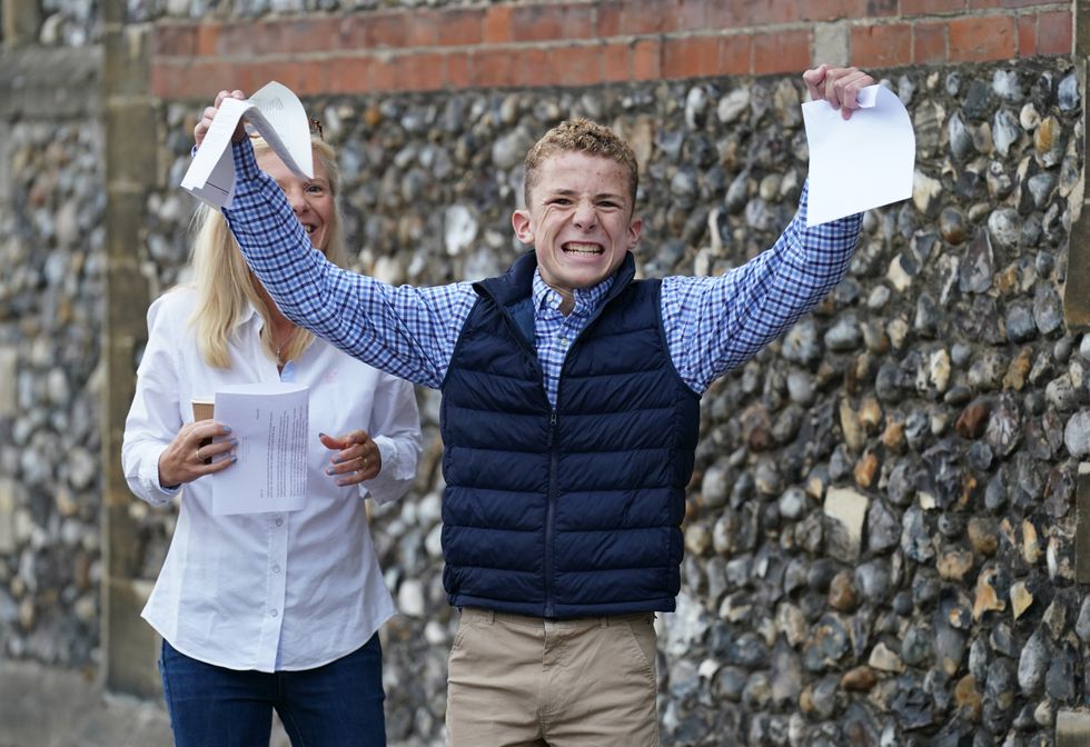 Finney Harrod receiving his GCSE results at Norwich School, in Norwich, Norfolk. Picture date: Thursday August 25, 2022.