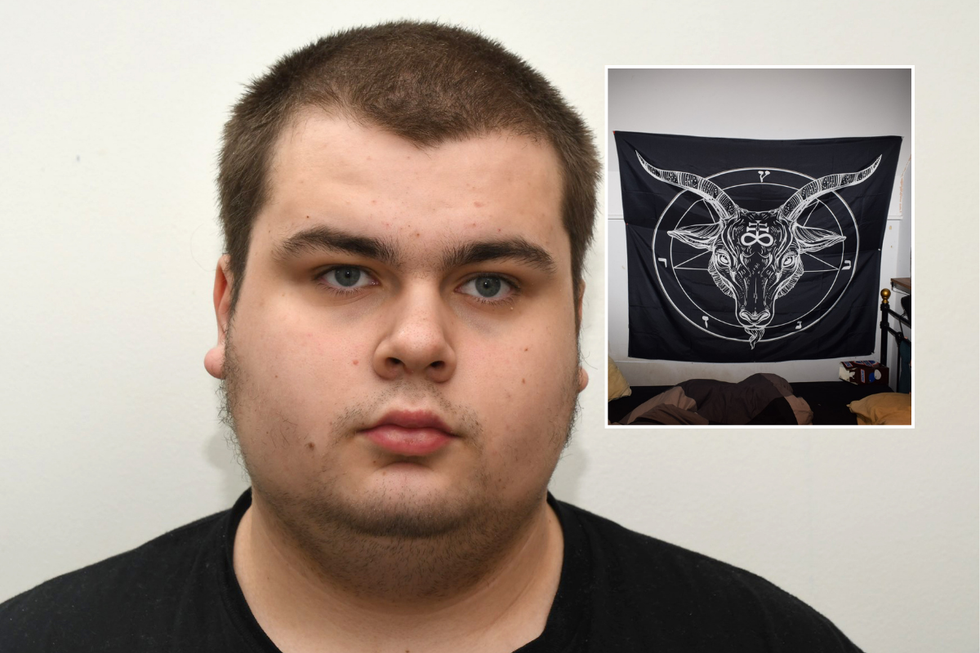 Finnigan kept a large tapestry of the "Satanic Beast"