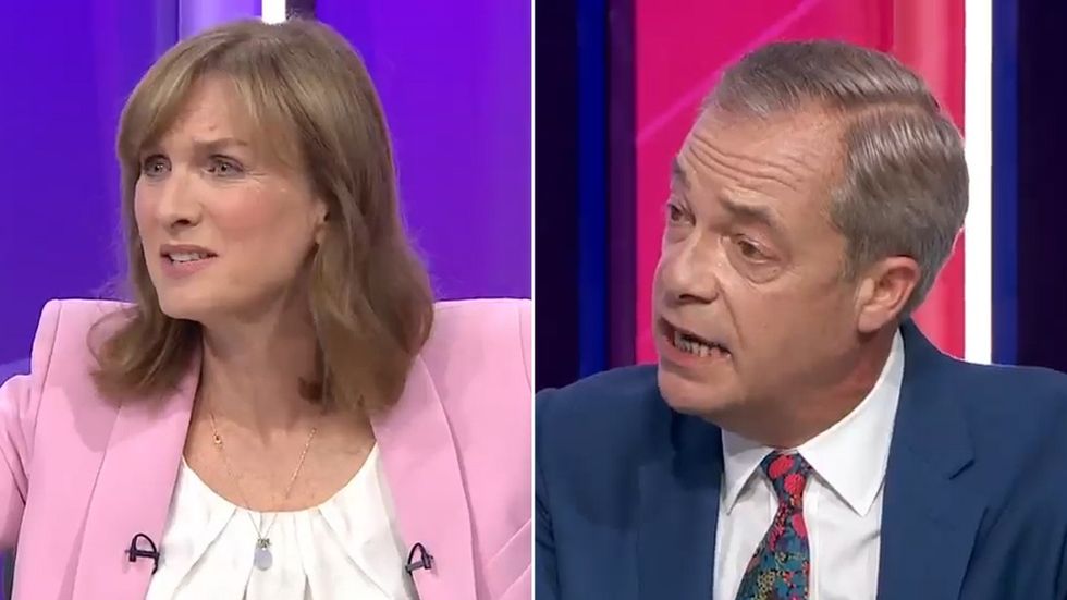 Fiona Bruce and Nigel Farage