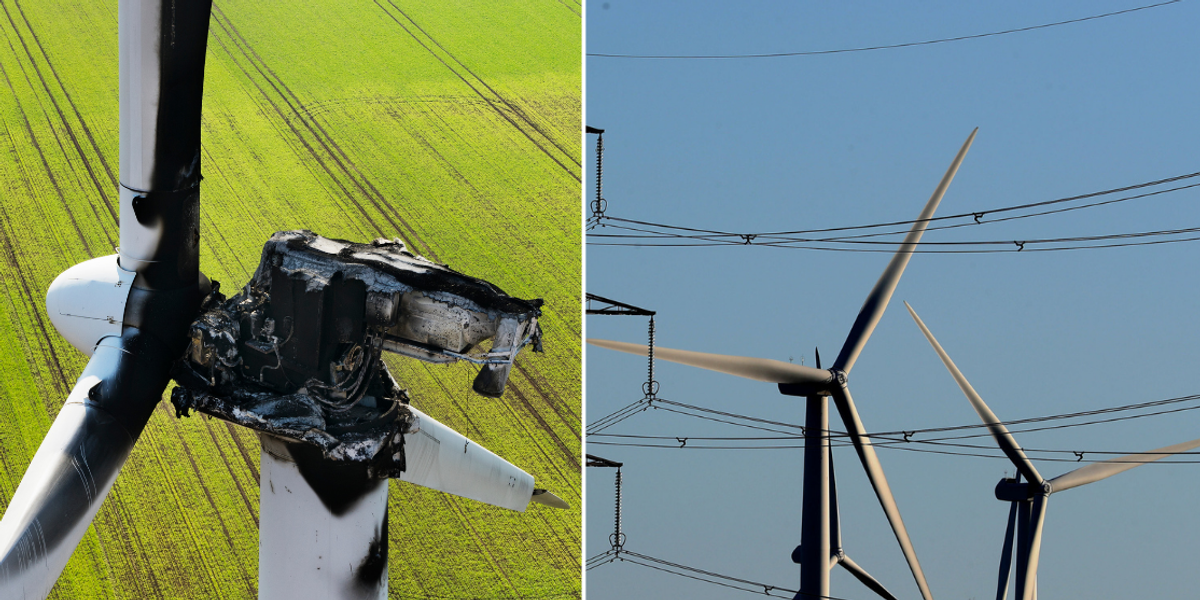 NextImg:Wind turbine bursts into flames in latest fire incident to affect British wind farms in recent years