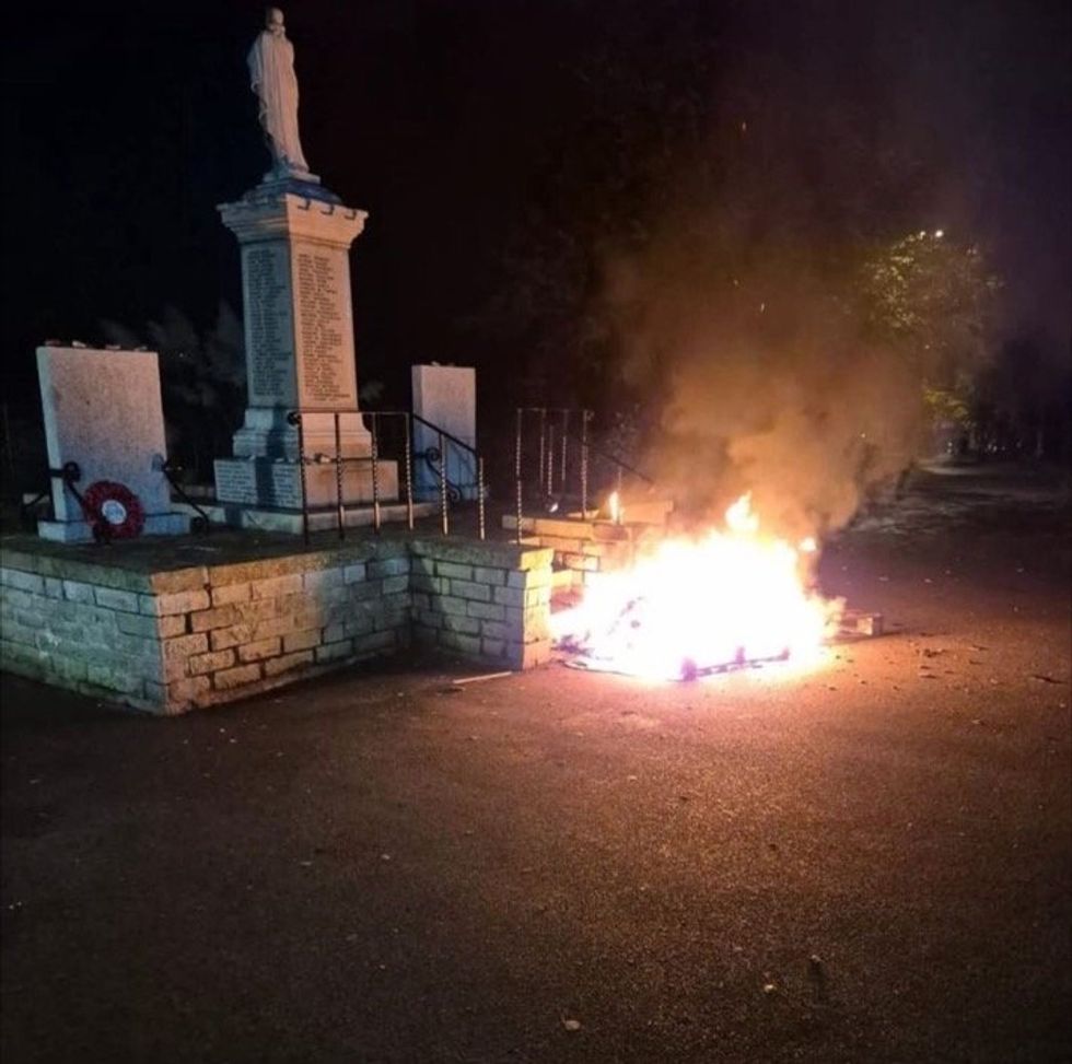 Fire at Stockport war memorial