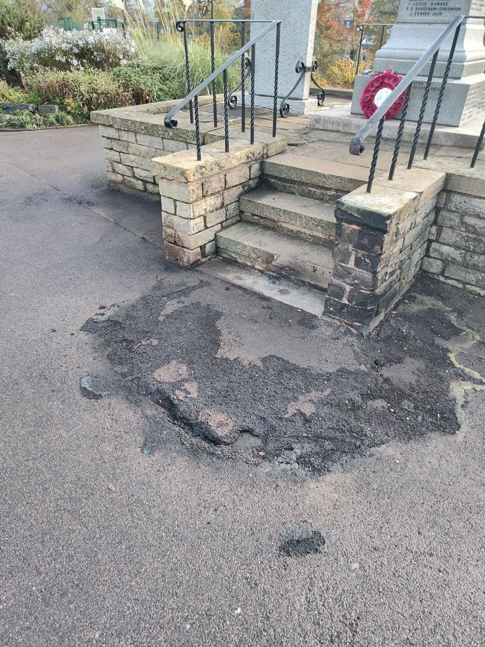 Fire at Stockport war memorial