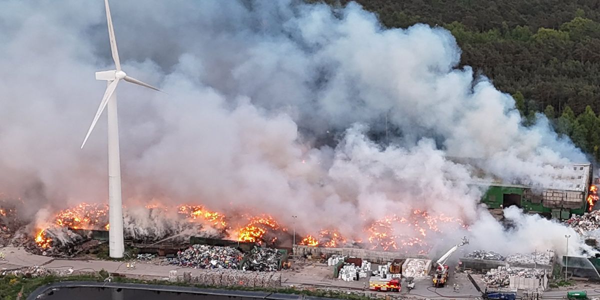 Huge blaze at waste facility carries into its FIFTH day with fears flames could spread to another site Huge blaze at waste facility carries into its FIFTH day with fears flames could spread to another site