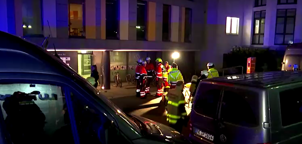 Fire fighters outside the Luisenhospital\u200b