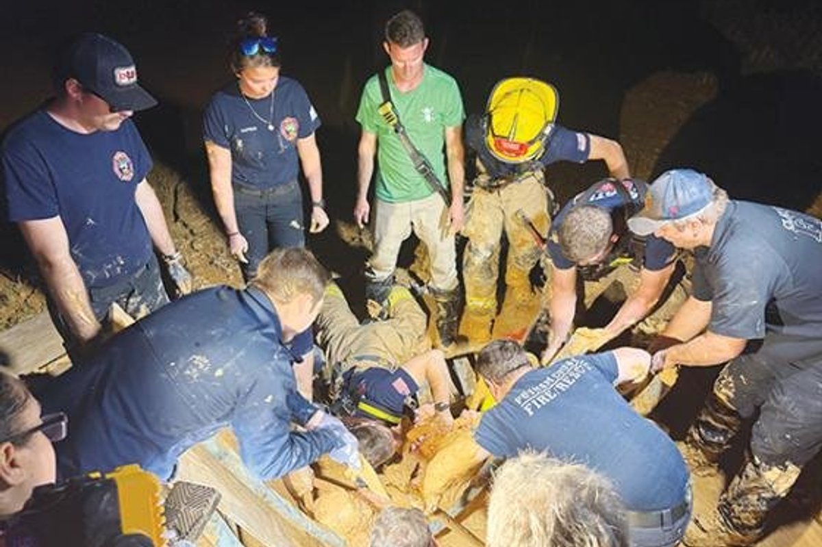 Fire rescue man in mud