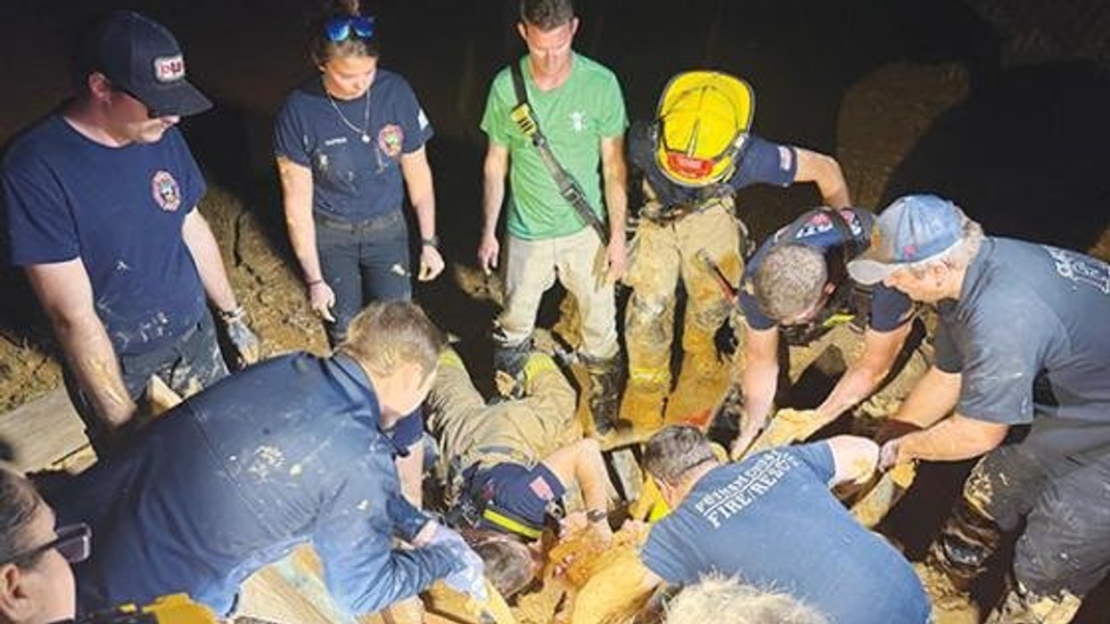 Fire rescue man in mud