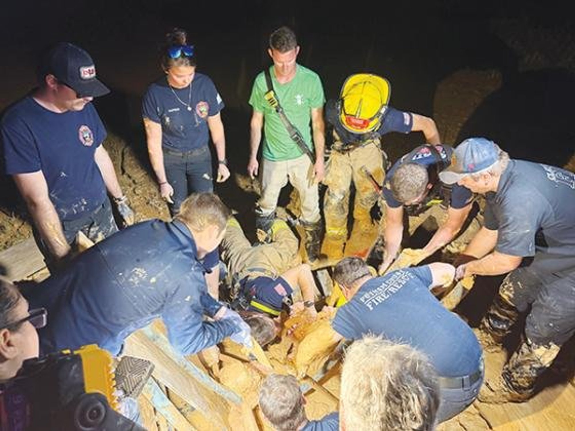 Fire rescue man in mud