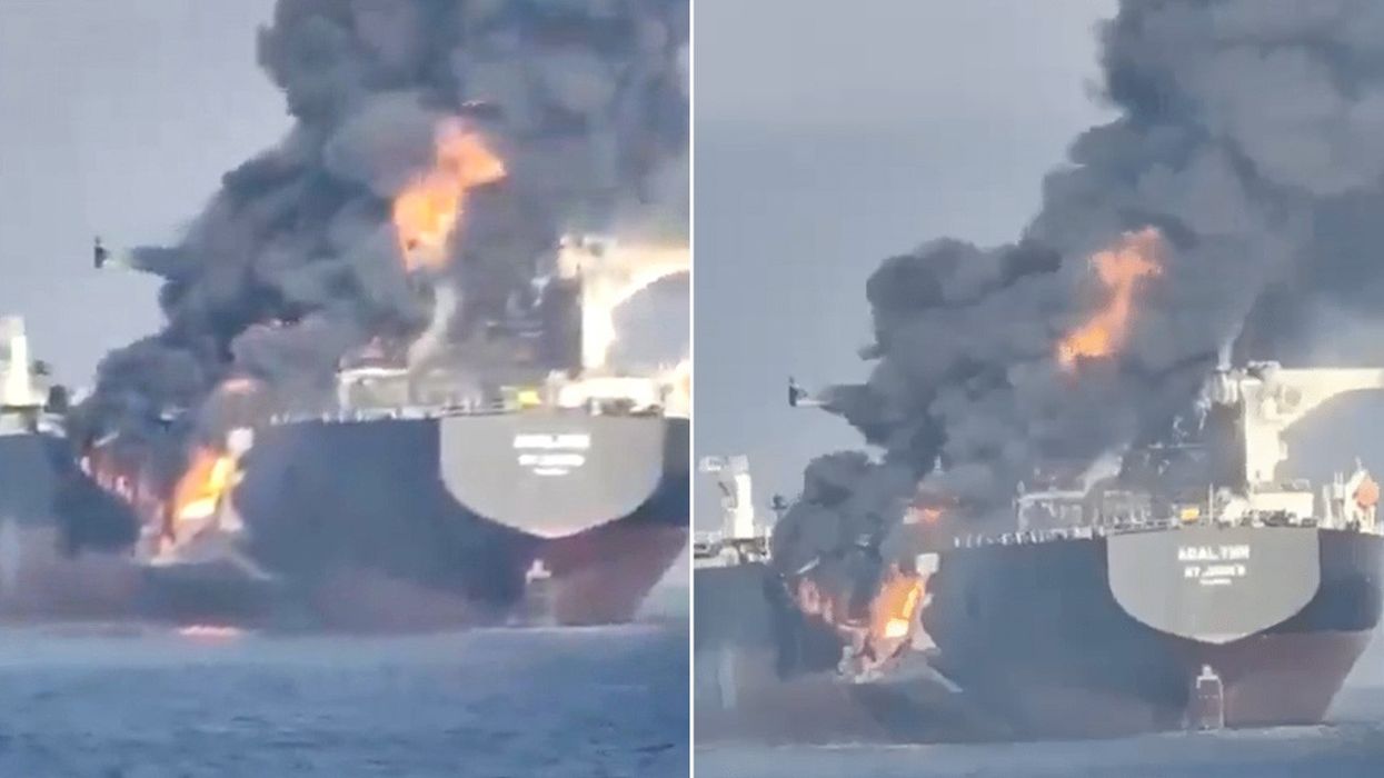 Fire rips through 'dark fleet' cargo tanker after catastrophic crash with another ship