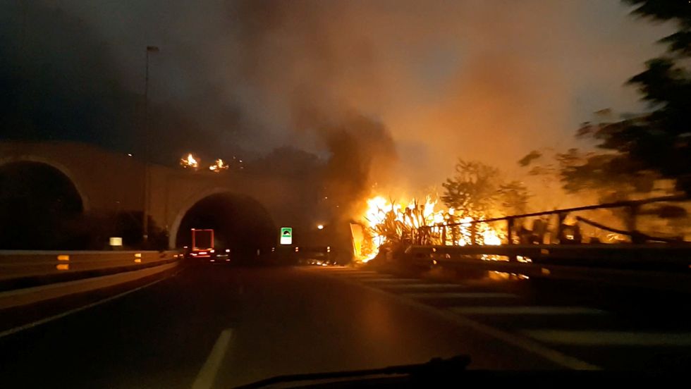 Fires burning in Palermo, Italy