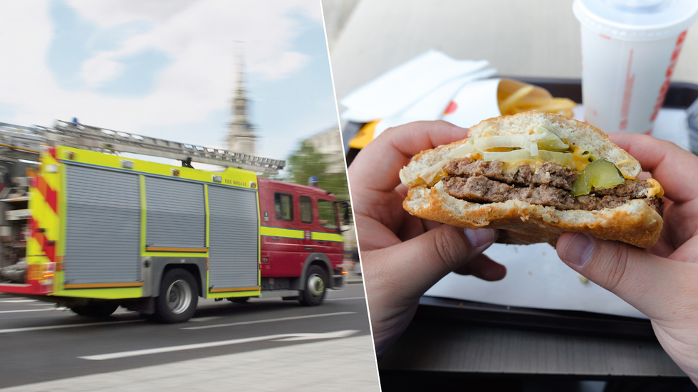 Firetruck/Person eating burger