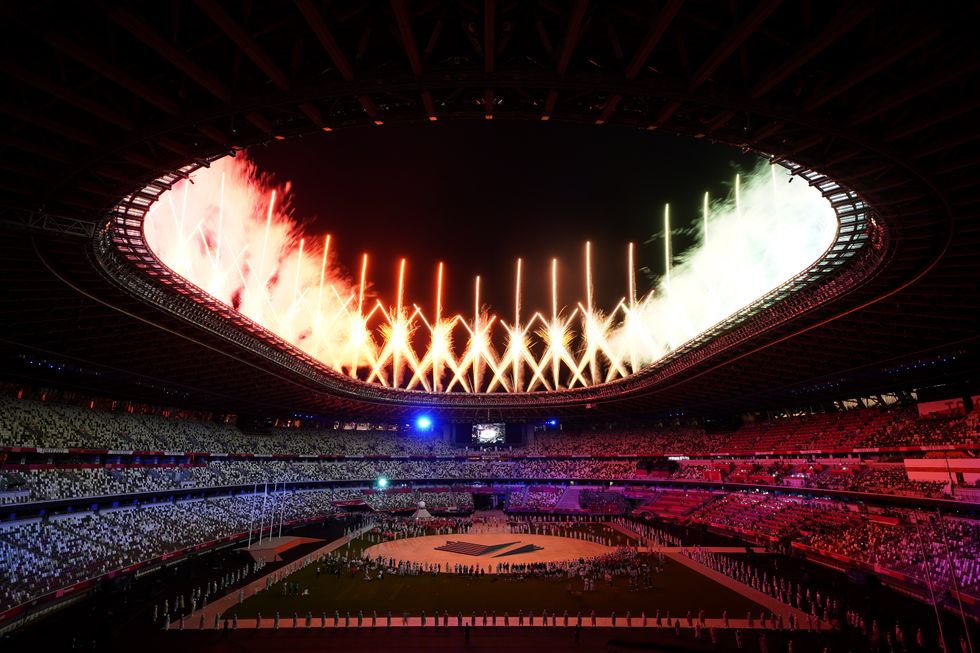 Fireworks are seen during the closing ceremony of the Tokyo 2020 Olympic Games at the Olympic stadium in Japan. Picture date: Sunday August 8, 2021.