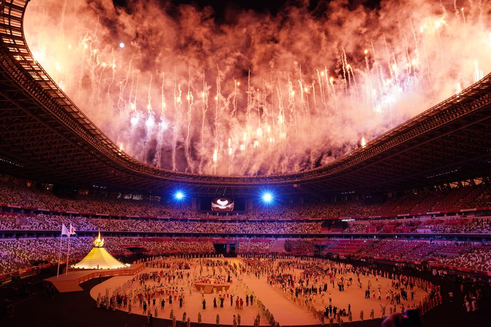 Fireworks during the opening ceremony of the Tokyo 2020 Olympic Games at the Olympic Stadium in Japan.