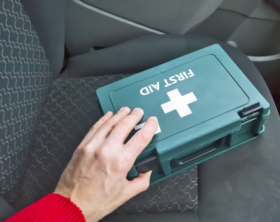 First aid kit in car