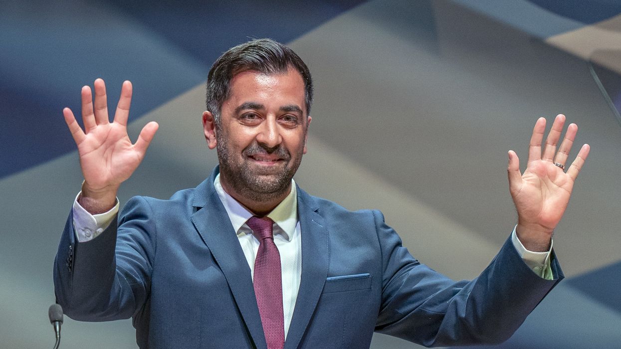 First Minister Humza Yousaf speaking at the SNP independence convention at Caird Hall in Dundee.