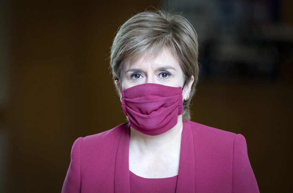 First Minister Nicola Sturgeon arrives at the Scottish Parliament in Edinburgh.