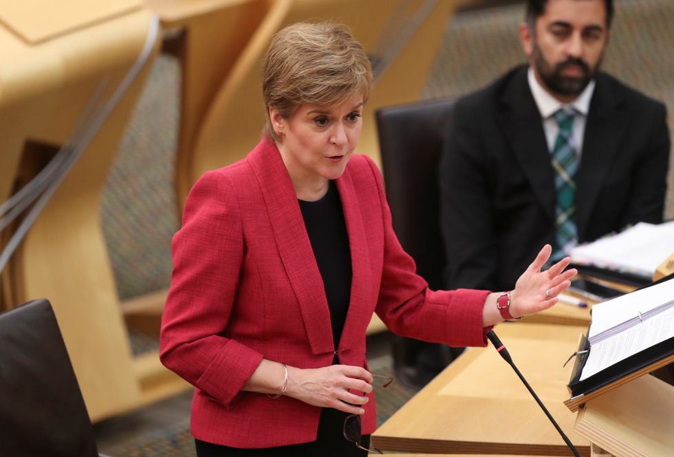 First Minister Nicola Sturgeon during First Minister's Questions in the debating chamber of the Scottish Parliament.