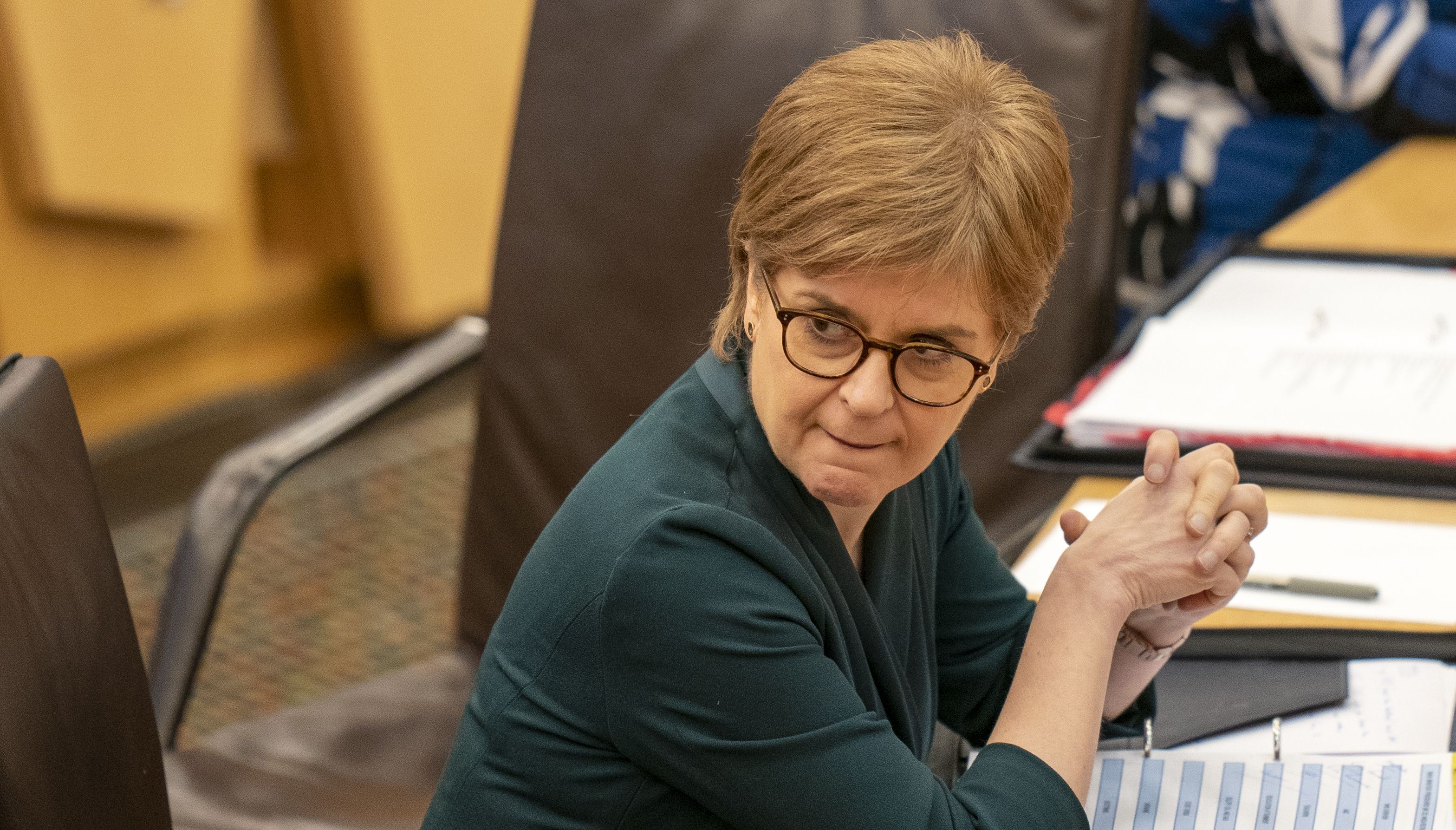 First Minister Nicola Sturgeon during First Minster's Questions (FMQ's) in the main chamber of the Scottish Parliament in Edinburgh. Picture date: Thursday January 12, 2023. See PA story SCOTLAND Questions. Photo credit should read: Jane Barlow/PA Wire