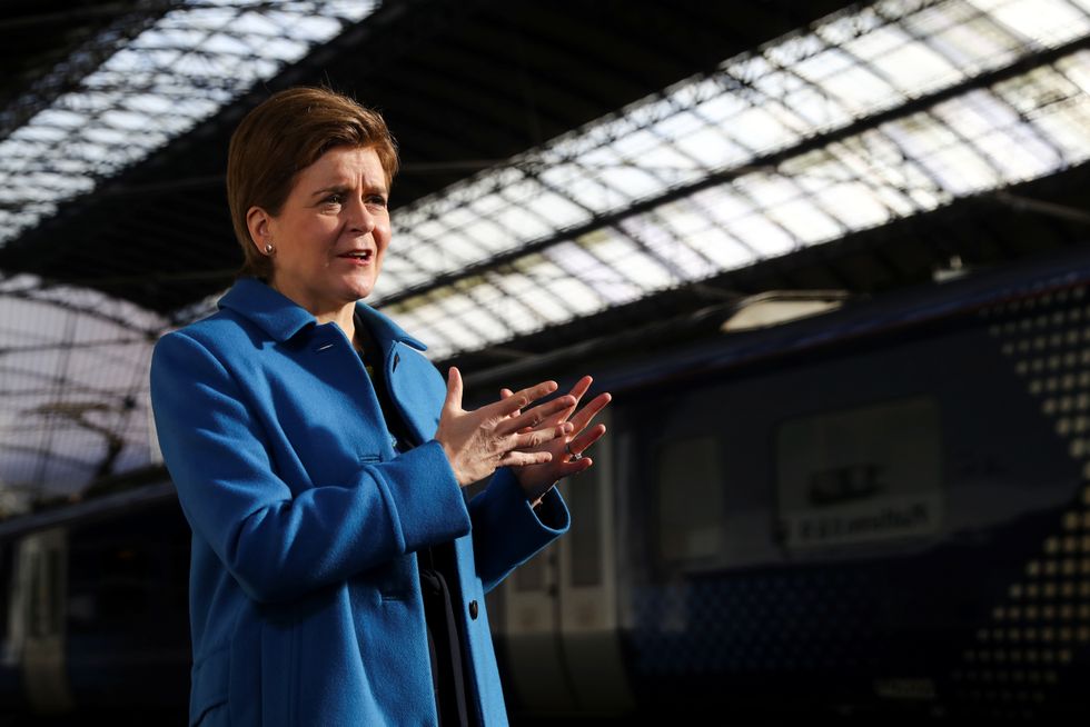 First Minister Nicola Sturgeon gestures as she speaks at the relaunch of Glasgow Queen Street station in Glasgow.