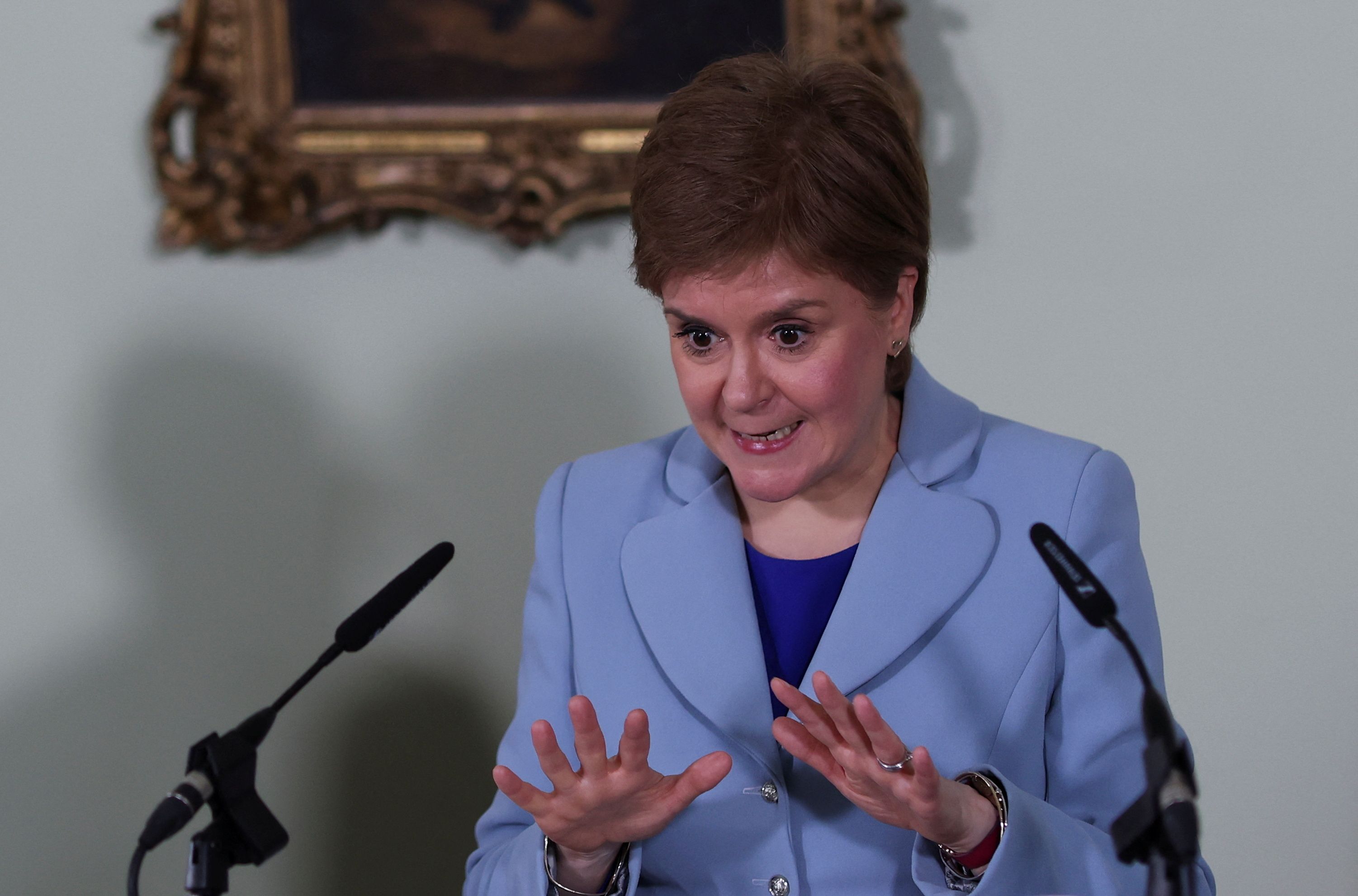 First Minister Nicola Sturgeon speaking at a press conference in Bute House in Edinburgh at the launch of new paper on Scottish independence. Picture date: Tuesday June 14, 2022.