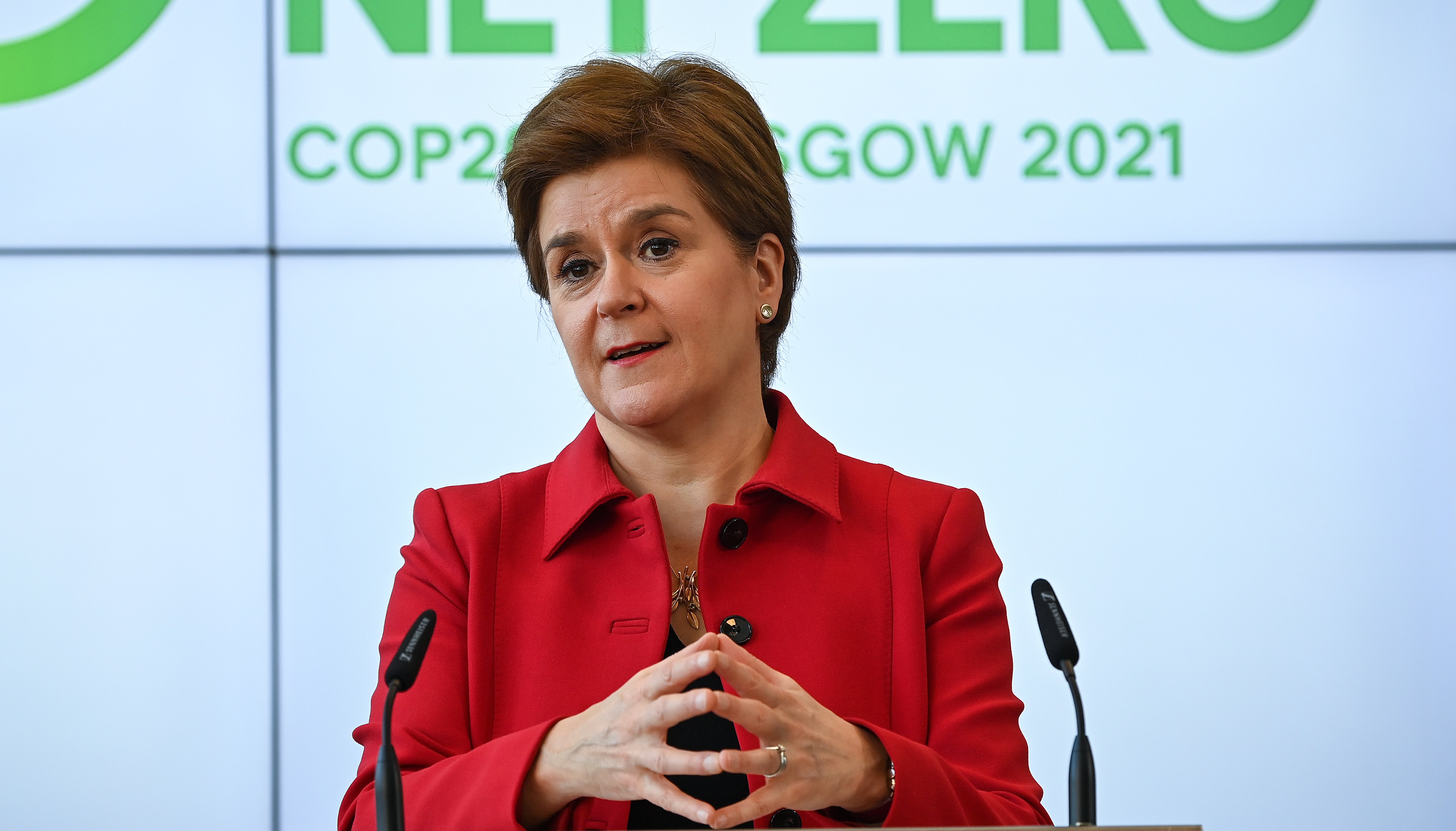 First Minister of Scotland Nicola Sturgeon delivers a keynote speech in the Technology and Innovation Centre during a visit to the University of Strathclyde, Glasgow, ahead of Cop26 in which she set out how the conference can lead the world into the green revolution.