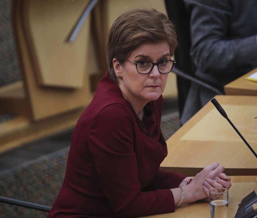 First Minster Nicola Sturgeon during First Minster's Questions in the debating chamber of the Scottish Parliament in Edinburgh.