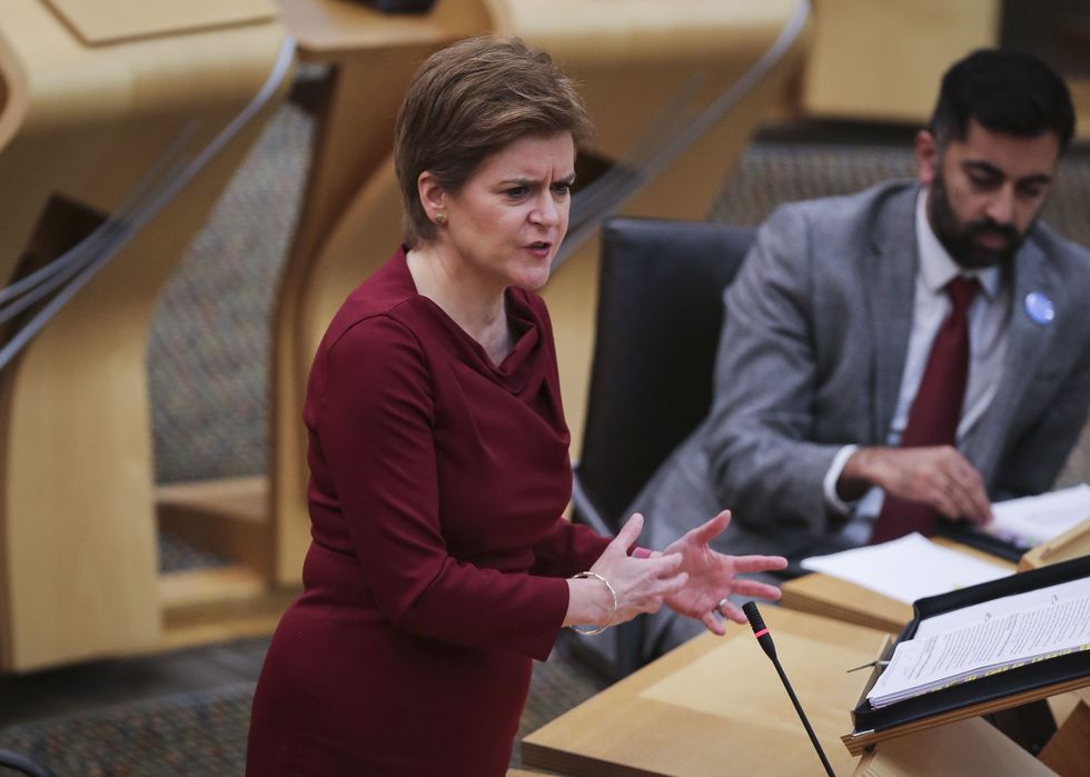 First Minster Nicola Sturgeon during First Minster's Questions in the debating chamber of the Scottish Parliament in Edinburgh.