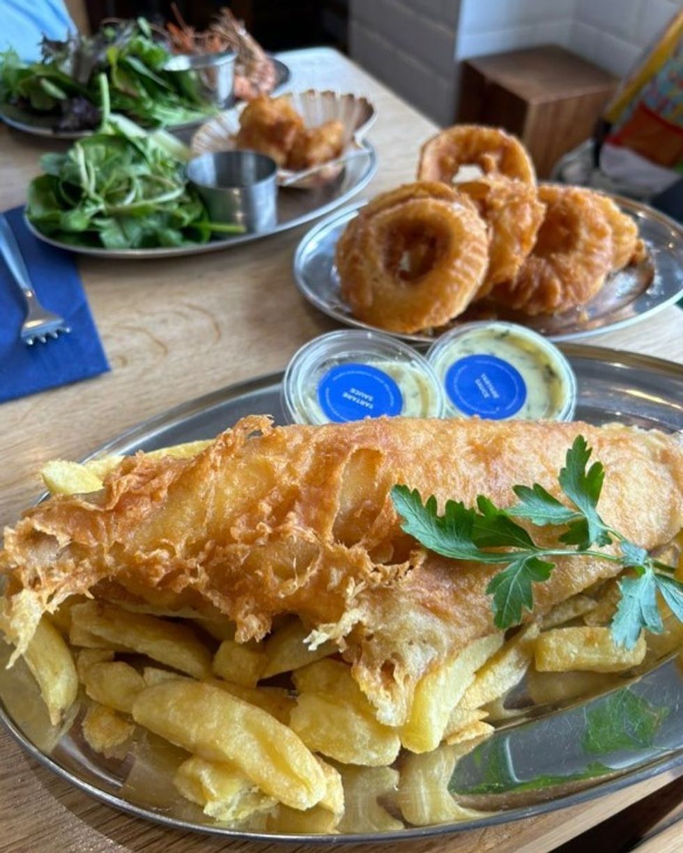 Fish and chips in shop