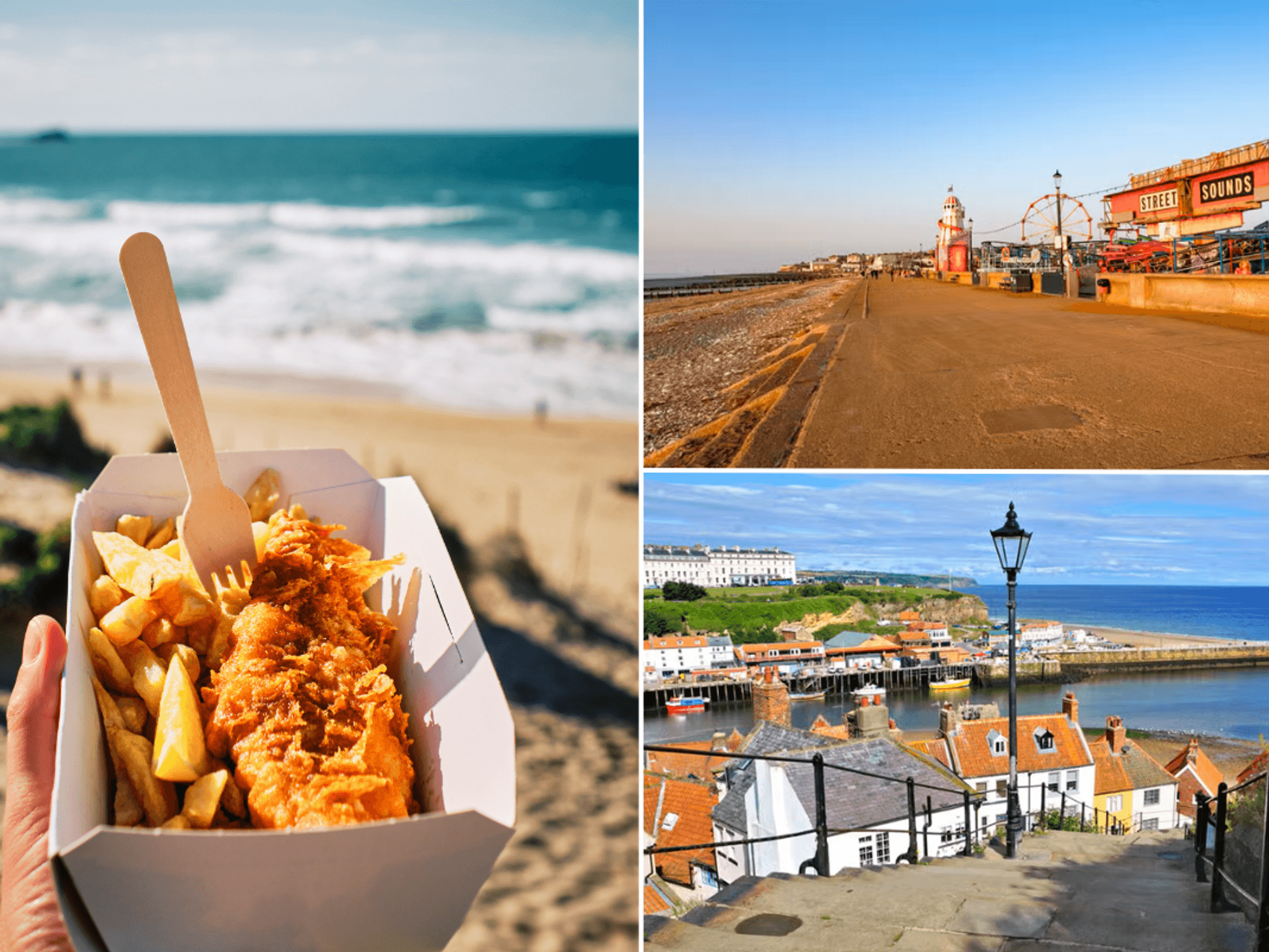 Fish and chips on beach / Hunstanton / Whitby