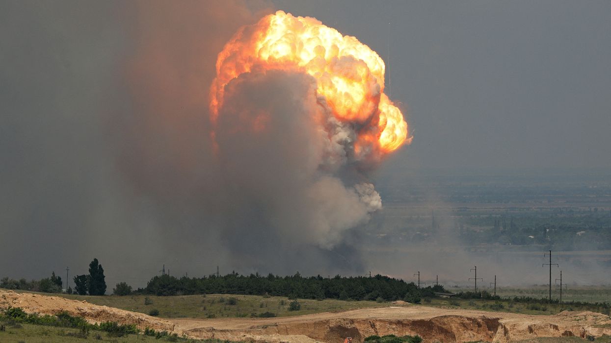 Russian military base explodes as Ukraine retaliates over grain strikes