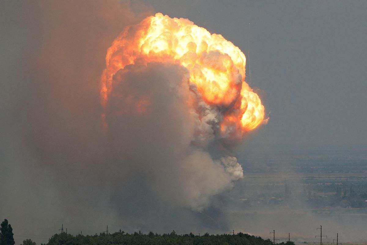 Russian military base explodes as Ukraine retaliates over grain strikes